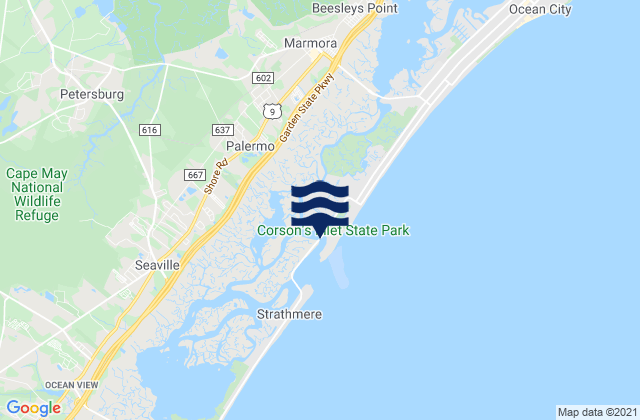 Mapa de mareas Middle Thorofare Ocean Drive Bridge, United States