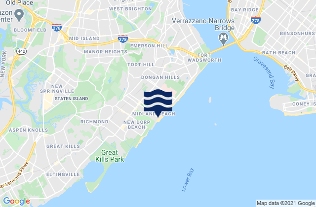 Mapa de mareas Midland Beach Staten Island, United States