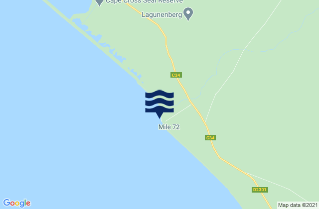 Mapa de mareas Mile 72, Namibia