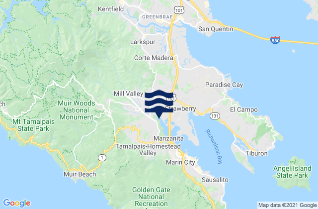 Mapa de mareas Mill Valley, United States
