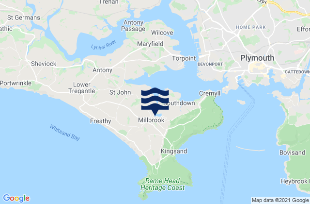 Mapa de mareas Millbrook, United Kingdom