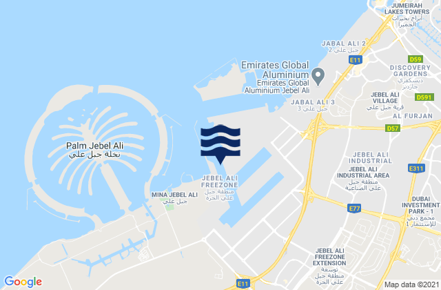 Mapa de mareas Mina Jebel Ali, Iran