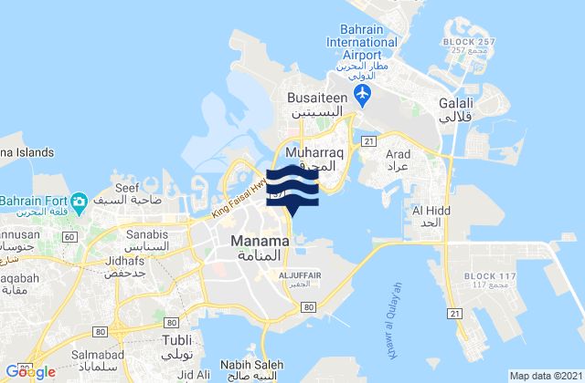 Mapa de mareas Mina Salman, Saudi Arabia