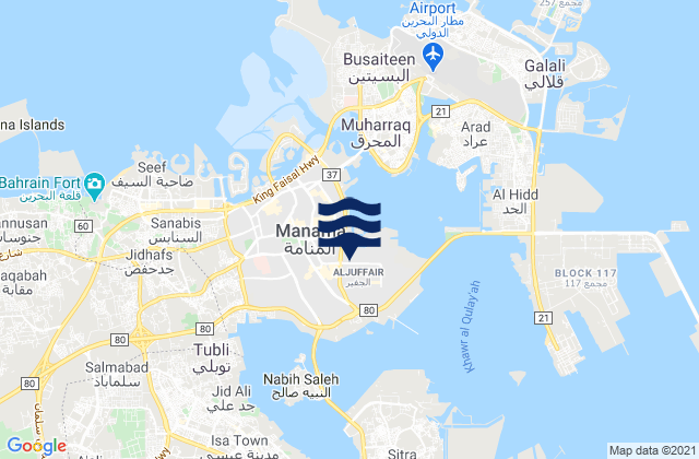 Mapa de mareas Mina Salman Bahrain Island, Saudi Arabia