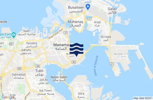 Mapa de mareas Mina Sulman (Bahrain), Saudi Arabia