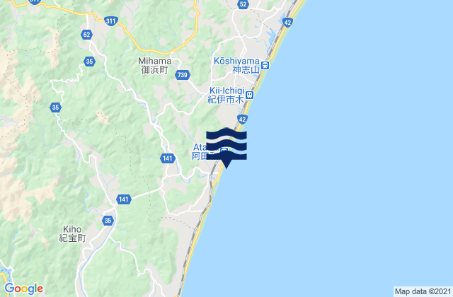 Mapa de mareas Minamimuro-gun, Japan