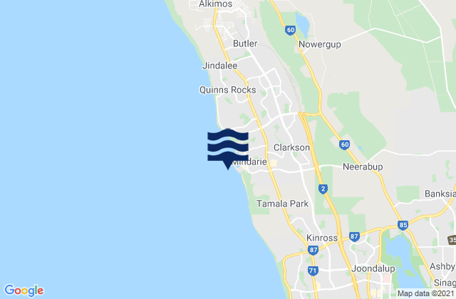 Mapa de mareas Mindarie, Australia