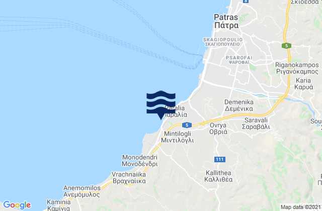Mapa de mareas Mindilóglion, Greece