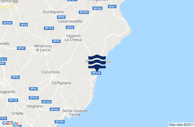 Mapa de mareas Minervino di Lecce, Italy