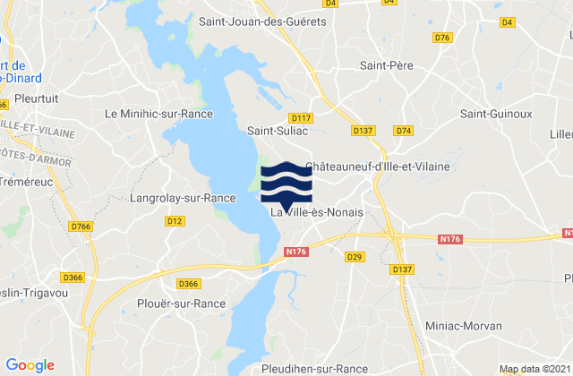 Mapa de mareas Miniac-Morvan, France