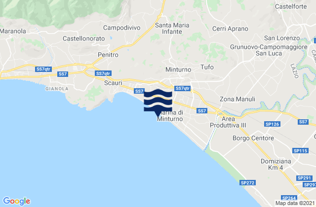 Mapa de mareas Minturno, Italy