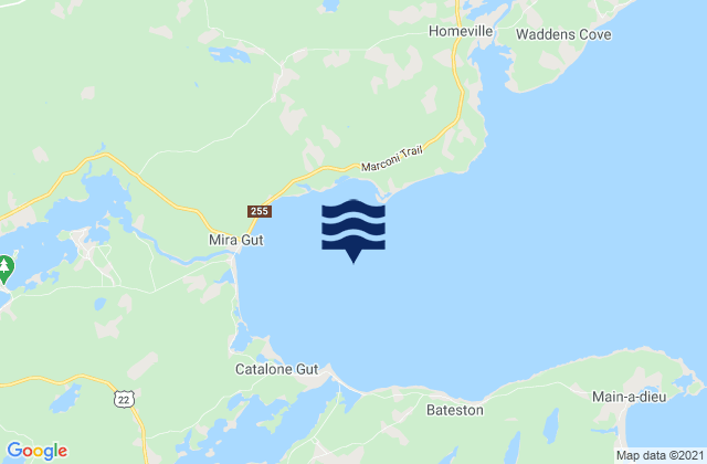 Mapa de mareas Mira Bay, Canada