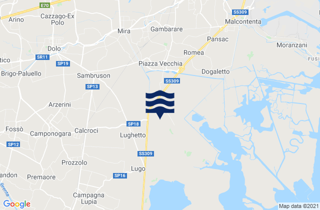 Mapa de mareas Mira Taglio, Italy