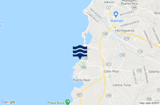 Mapa de mareas Miradero Barrio, Puerto Rico