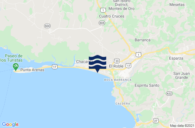 Mapa de mareas Miramar, Costa Rica