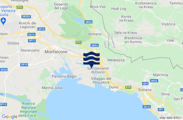 Mapa de mareas Miren, Slovenia
