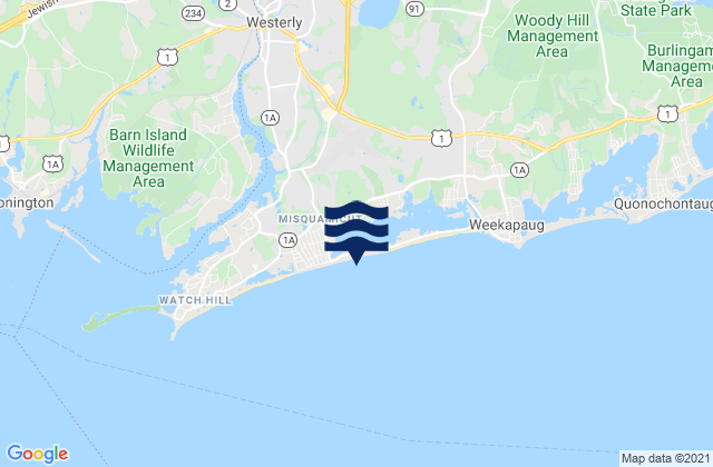Mapa de mareas Misquamicut State Beach, United States