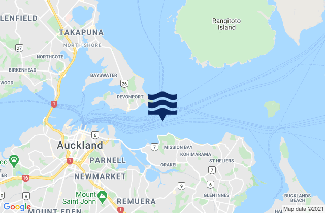 Mapa de mareas Mission Bay, New Zealand
