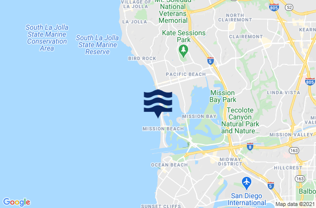 Mapa de mareas Mission Beach (San Diego), United States