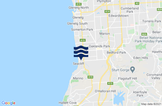 Mapa de mareas Mitcham, Australia