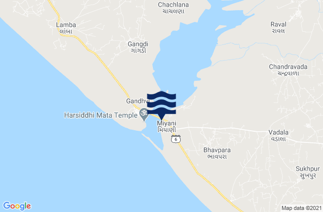 Mapa de mareas Miyani, India