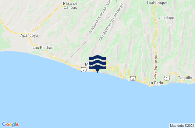 Mapa de mareas Mizata, El Salvador