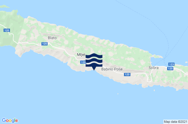 Mapa de mareas Mljet, Croatia