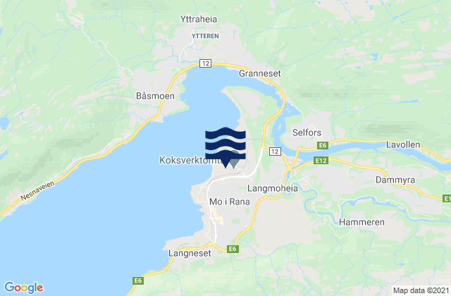 Mapa de mareas Mo i Rana, Norway