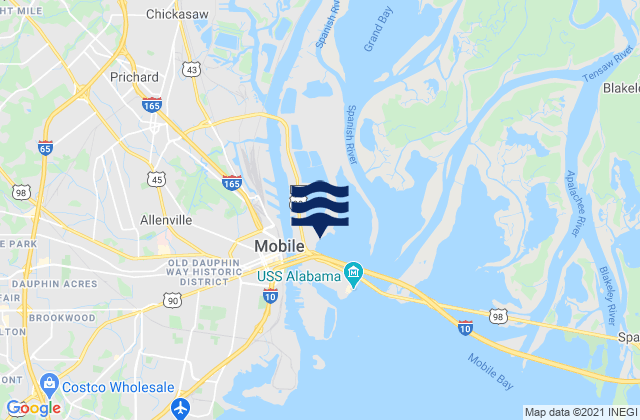 Mapa de mareas Mobile Mobile River (state Dock), United States
