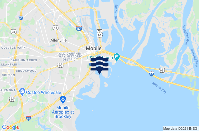Mapa de mareas Mobile River entrance, United States