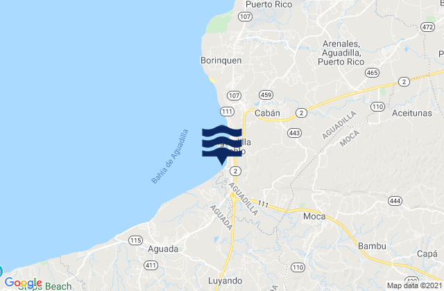 Mapa de mareas Moca, Puerto Rico