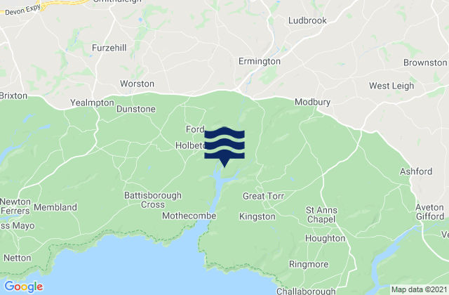 Mapa de mareas Modbury, United Kingdom