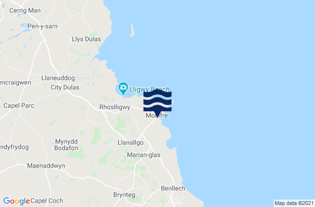 Mapa de mareas Moelfre, United Kingdom