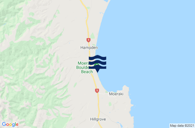 Mapa de mareas Moeraki Beach, New Zealand