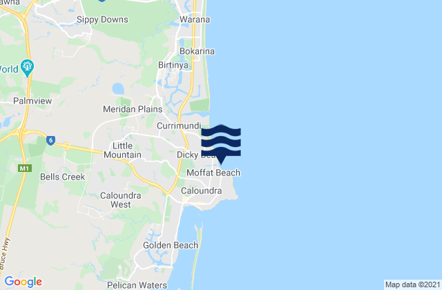 Mapa de mareas Moffat Beach, Australia