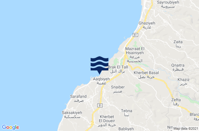 Mapa de mareas Mohafazat Liban-Sud, Lebanon