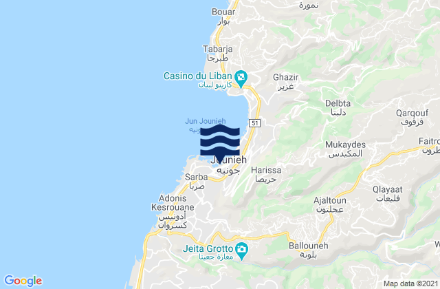 Mapa de mareas Mohafazat Mont-Liban, Lebanon