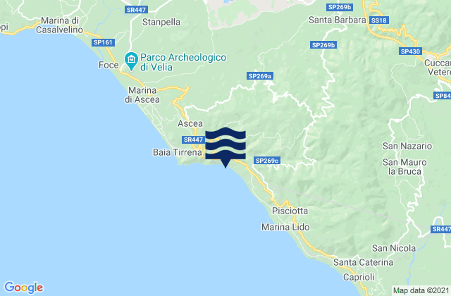 Mapa de mareas Moio della Civitella-Pellare, Italy