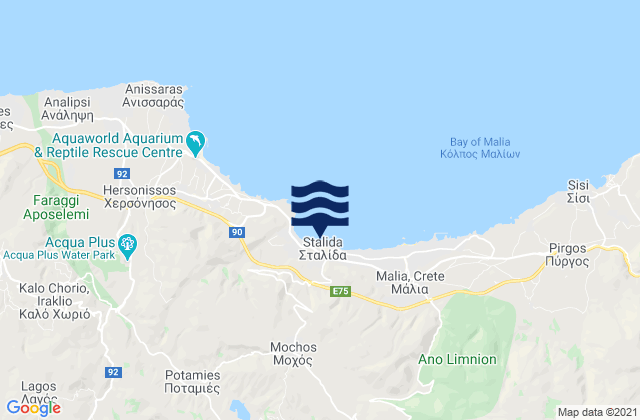 Mapa de mareas Mokhós, Greece
