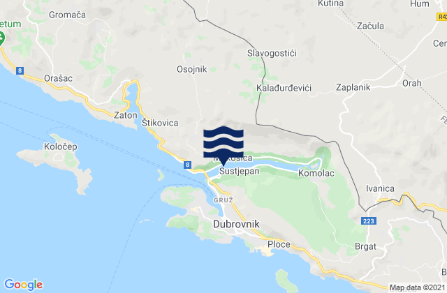 Mapa de mareas Mokošica, Croatia