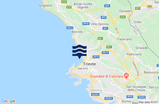Mapa de mareas Molo Audace, Italy