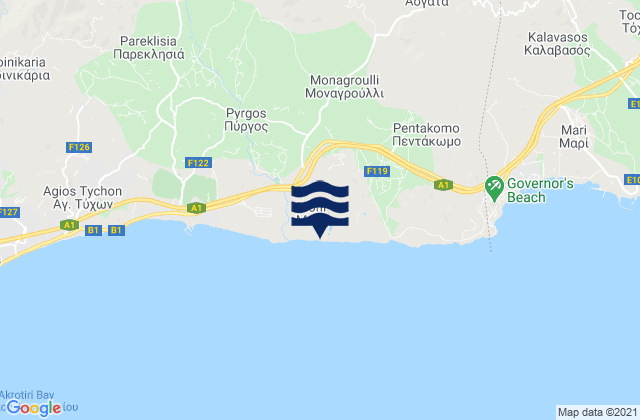 Mapa de mareas Monagroúlli, Cyprus