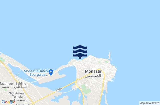 Mapa de mareas Monastir, Tunisia