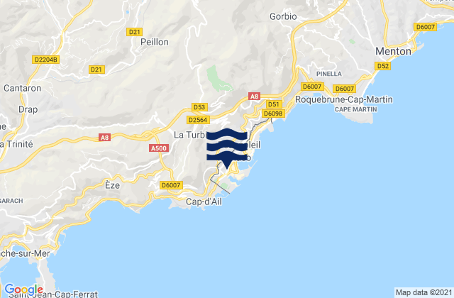 Mapa de mareas Moneghetti, Monaco