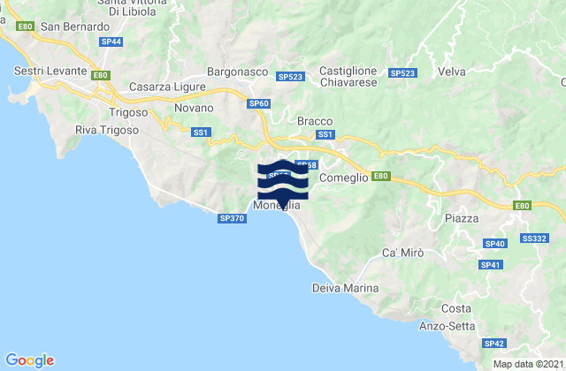 Mapa de mareas Moneglia, Italy