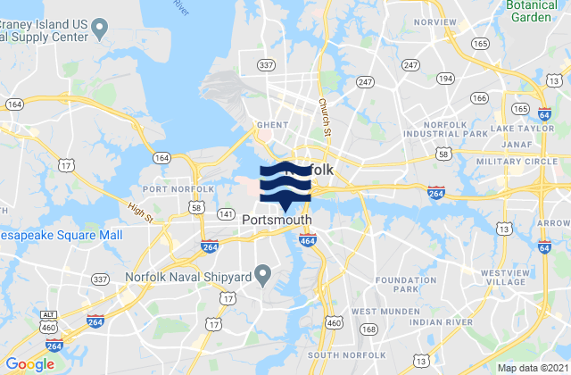 Mapa de mareas Money Point Southern Branch, United States