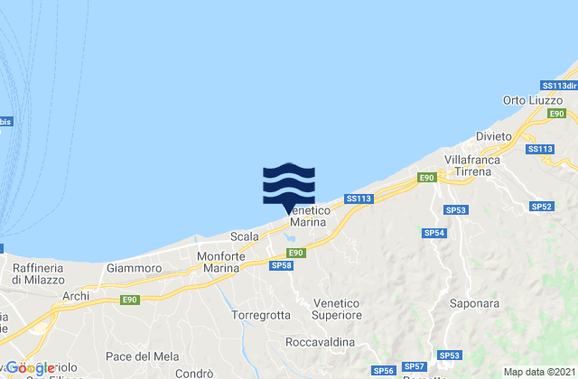 Mapa de mareas Monforte San Giorgio, Italy