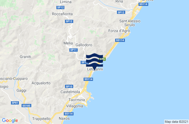 Mapa de mareas Mongiuffi Melia, Italy
