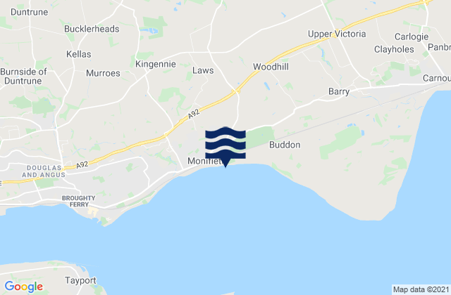 Mapa de mareas Monifieth Sands Beach, United Kingdom