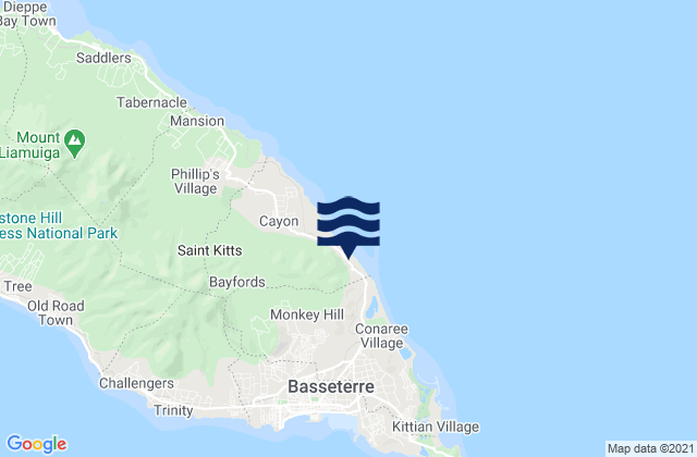 Mapa de mareas Monkey Hill, Saint Kitts and Nevis